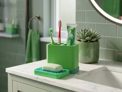 Self Draining Toothbrush Holder with Remov. Tray