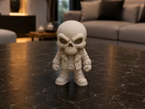 Totenkopf-Rocker "Knochenritt" mit Bikerjacke