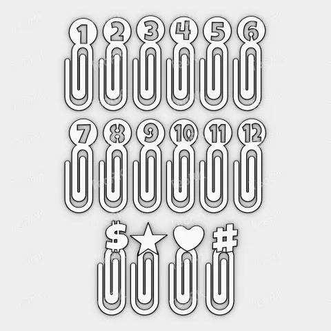 Paperclips numbers - bookmarks - STL - TeoRk