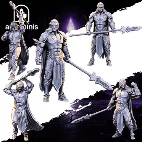 Obsidian Lancers – Dark Elf Lancer STL | Dark Elf Spear Miniatures | 28mm 32mm Presupported Fantasy Army by ArcaMinis
