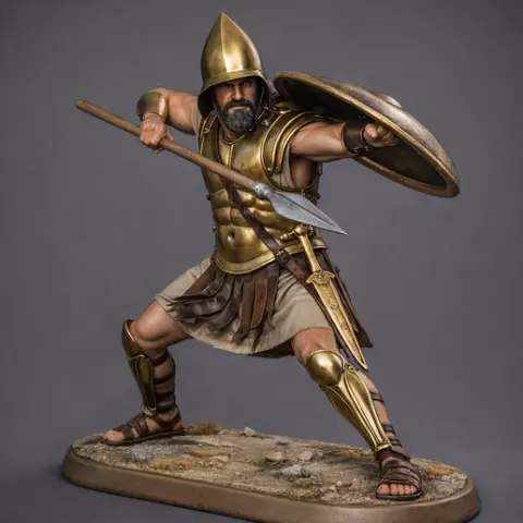 Ancient Greek Hoplite Warrior STL - Epic Spartan Style Spearman Miniature - 3D Printable Historical Figure - Resin & FDM