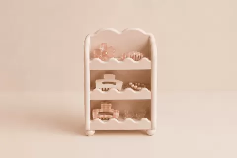 Scallop Hair Clip Organizer STL | Vanity Storage Shelf 3D Print File | Cute Claw Clip Holder | Minim