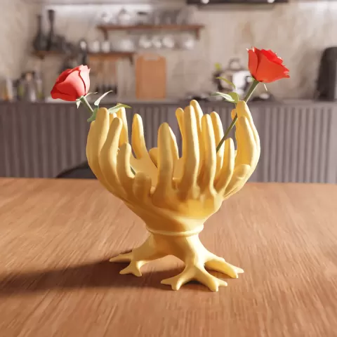 Surrealist Open Cupped Hands Vase