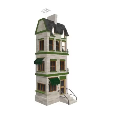 Tall Narrow Townhouse Apartment Building 3D Model STL Printa - Meine-mmu-3D