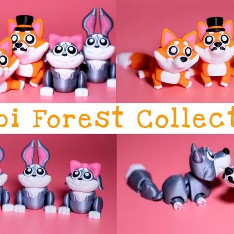 🌲 CHIBI FOREST COLLECTION – ARTICULATED FOX & WOLF BUNDLE by DUDKA