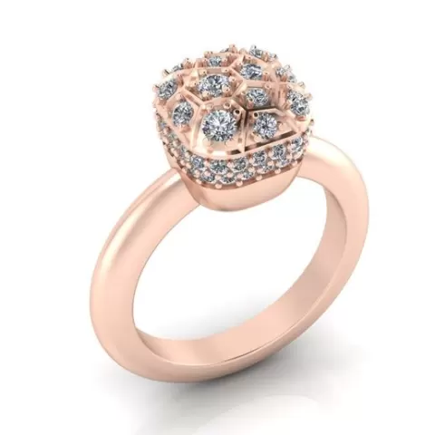 polygon round diamond pave setting high jewelry ring