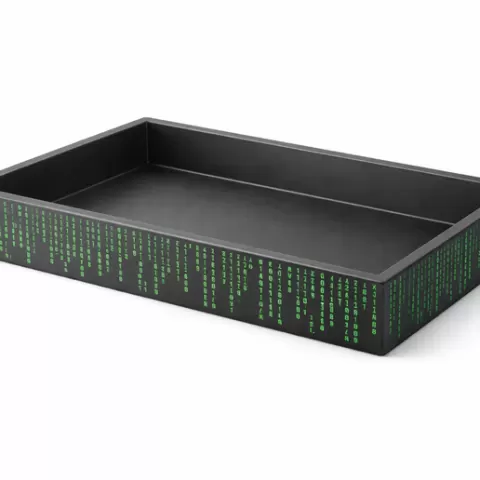 🟩 Plato Jardín Zen Rectangular – Bandeja con patrón código digital