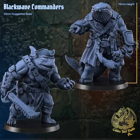 Blackwave Commanders - Deep Sea Whalefolk & Orcafolk Captain Leaders STL 35mm RPG Wargame | Golden Thief Studio by Golden Thief Studio