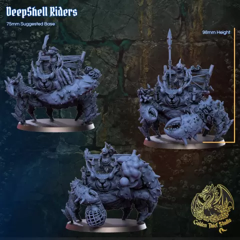 DeepShell Riders - Giant Crab Mount & Saltborn Skirmishers Aquatic Minions STL 32/35mm RPG Wargame | Golden Thief Studio by Golden Thief Studio
