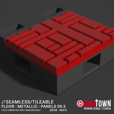 Floor - Metallic - Panels - Wall Edge 09.5 (NEAT/DEEP) - 3D Modular Dungeon Tile - DnD Town Minis (www.dnd.town) by TTR.Town