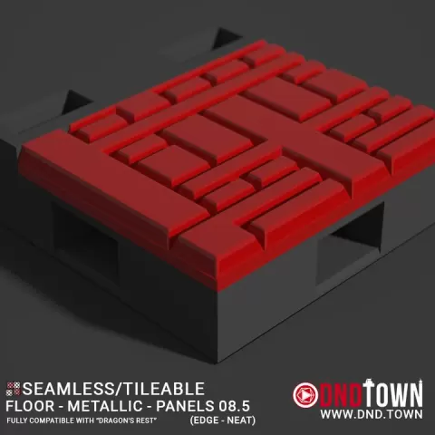 Floor - Metallic - Panels - Wall Edge 08.5 (NEAT/DEEP) - 3D Modular Dungeon Tile - DnD Town Minis (www.dnd.town) by TTR.Town