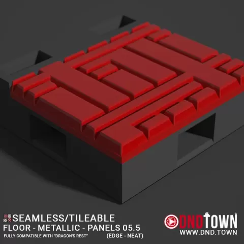Floor - Metallic - Panels - Wall Edge 05.5 (NEAT/DEEP) - 3D Modular Dungeon Tile - DnD Town Minis (www.dnd.town) by TTR.Town