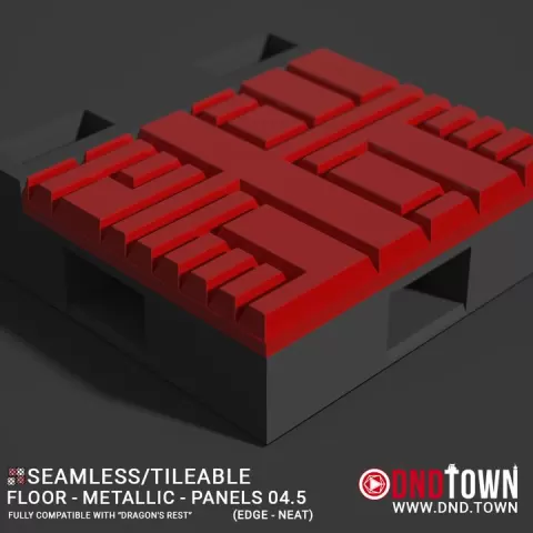 Floor - Metallic - Panels - Wall Edge 04.5 (NEAT/DEEP) - 3D Modular Dungeon Tile - DnD Town Minis (www.dnd.town) by TTR.Town