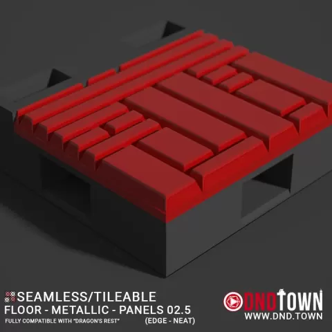 Floor - Metallic - Panels - Wall Edge 02.5 (NEAT/DEEP) - 3D Modular Dungeon Tile - DnD Town Minis (www.dnd.town) by TTR.Town