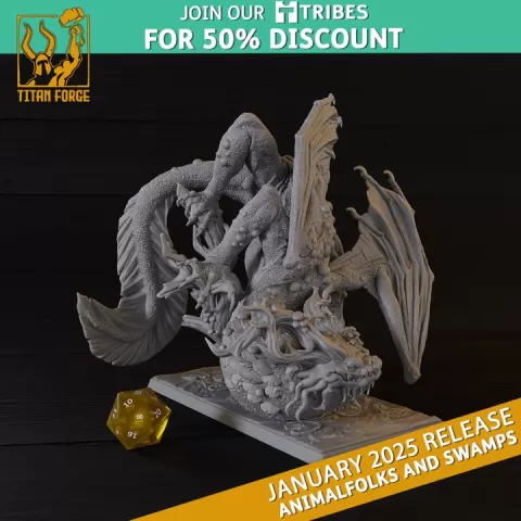 Swamp Dragon - Animalfolks and Swamps - Titan Forge Miniatures January 2025 by Titan Forge Miniatures
