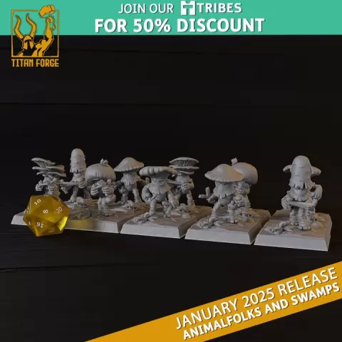 Shrooms Ranged - Animalfolks and Swamps - Titan Forge Miniatures January 2025 by Titan Forge Miniatures