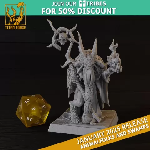 Goatman Shaman - Animalfolks and Swamps - Titan Forge Miniatures January 2025 by Titan Forge Miniatures