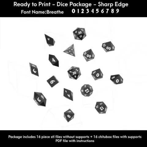 Dice Masters – Ready to Print - 16 Piece Set – Presupported STL Files for 3D Printing – Featuring Our Exclusive Breathe Font by Atomic Dice