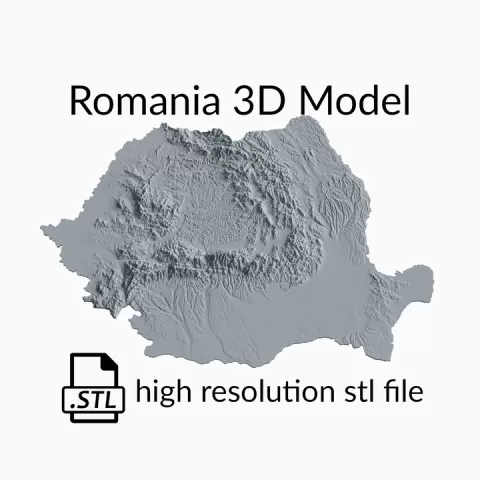 Romania Country Topographic Map - 3D Terrain Elevation - Relief Map - Topography of Romania by Robin Schmezko