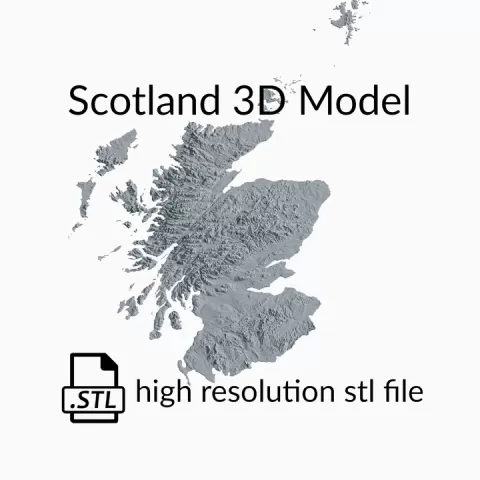 Scotland Country Topographic Map - 3D Terrain Elevation - Relief Map - Topography of Scotland by Robin Schmezko