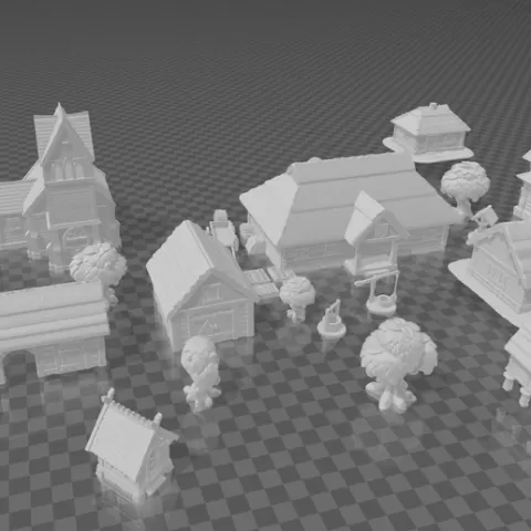 Historical Eastern Village Terrain Pack – 15 elements (15mm OIM 2.0 / Flames of War / Scalable STL) By Fire and Sword