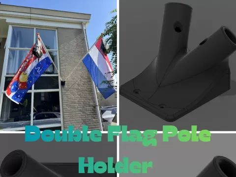 Dual Flag Pole Wall Mount Customizable Heavy Duty