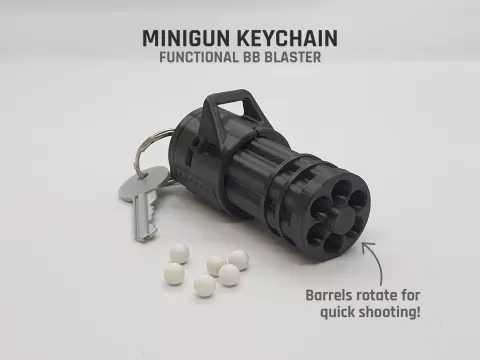 Minigun Keychain — Functional BB Blaster