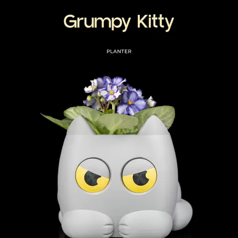 Grumpy Kitty - Planter by Stlflix