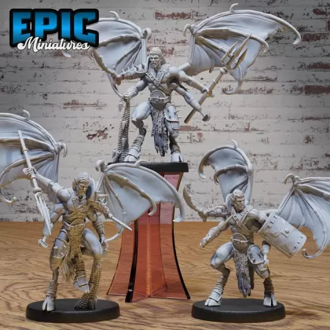 Pit Fighter Devil Set / Demonic Gladiator / Humanoid Slave Warrior / Infernal Colosseum Encounter / Hell Spawn / Winged Demon / Abyss Minion Creature / Dark Flame Handler / Evil Soldier by Epic-Miniatures