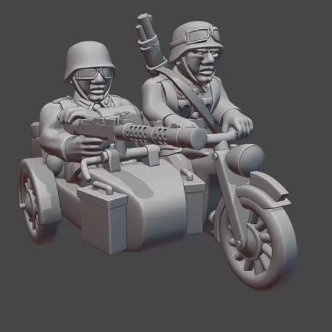 German WW2 Zundapp Ks 600 Motorcycle with Riders & Optional Sidecar (1939-45) in Jackboots WWII-DE-16 by Turner Miniatures