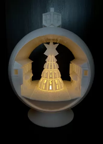 Snowglobe Votive Ornament - Xmas Town