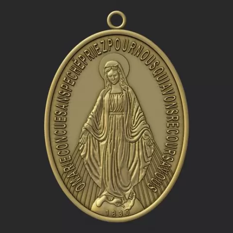 Virgen Milagrosa (Miraculous Medal) - 3D Printable Jewelry Pendant