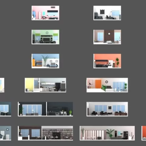 Room Interior 3D Model Pack STL | Miniature House Rooms, Furniture Sets & Dollhouse Scenes