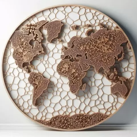 Circle Shape World Map Wall Mount 3D Print