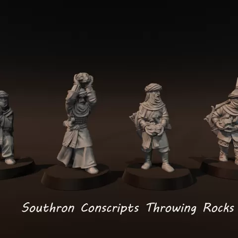 Southron Conscripts Throwing Rocks by Medbury Miniatures