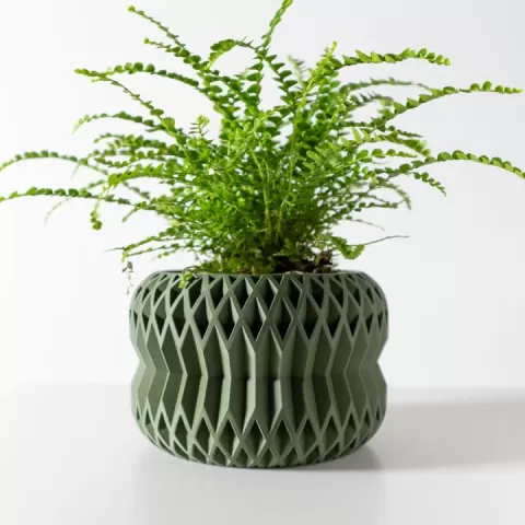 The Rydan Planter Pot with Drainage Tray & Stand: Modern and Unique Home Decor for Plants and Succulents | STL File by MODERN MACHINE