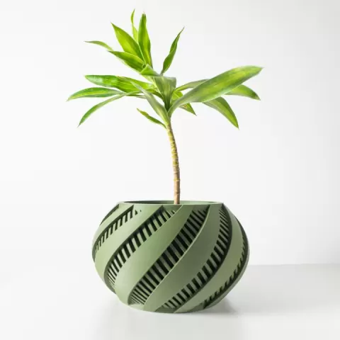 The Krato Planter Pot with Drainage Tray & Stand Included: Modern and Unique Home Decor for Plants and Succulents | STL File by MODERN MACHINE
