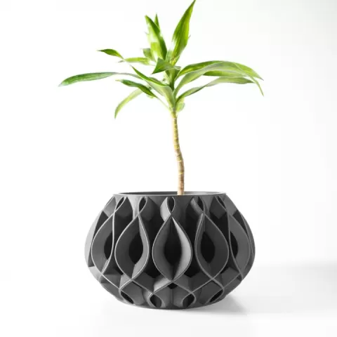 The Viris Planter Pot with Drainage Tray & Stand Included: Modern and Unique Home Decor for Plants and Succulents | STL File by MODERN MACHINE