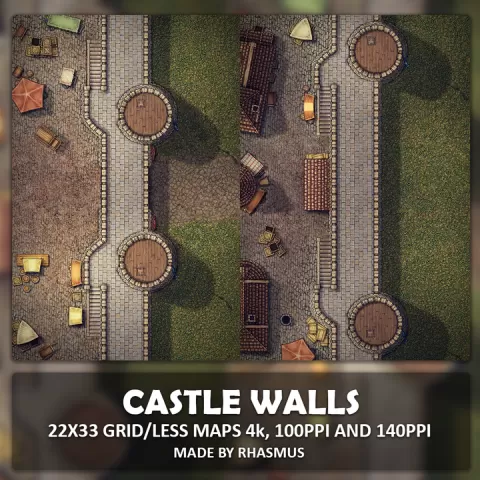 Castle Walls Maps by Rhasmus Battlemaps