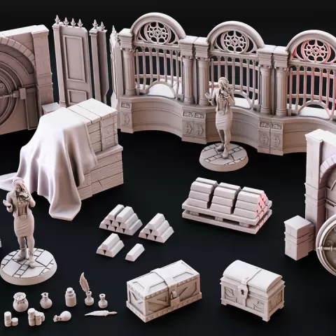 June Tribes Set | Bank and Vault With Business Orc and Vault Contents by The Forge of Many Things