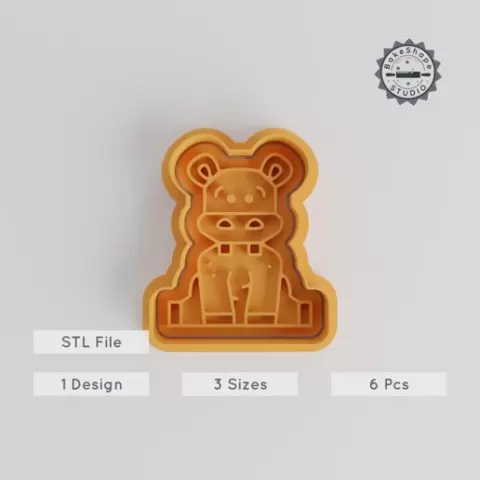 Hippopotamus Cookie Cutter & Stamp Set, 3 Sizes, Wildlife Animal, River Horse, Perfect for Fondant & Baking