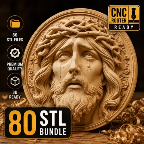 Religious STL for CNC Router | Jesus Christ Virgin Mary Cross 3D Relief Models | Christian Wood Carving Files for Aspire VCarve