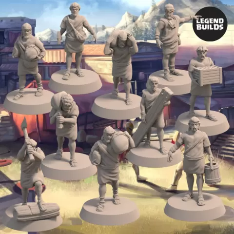 Dockworkers of The City of Eros Bundle (10 unique miniatures) - 3D Printable Miniatures by LegendBuilds