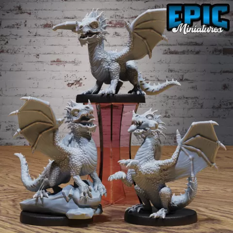 Green Dragon Wyrmling Set / Legendary Drake / Ancient Flying Dragonborn / Evil Beast / Winged Mountain Encounter by Epic-Miniatures