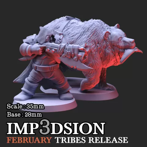 dwarf hunter & Bear by Imp3dsion