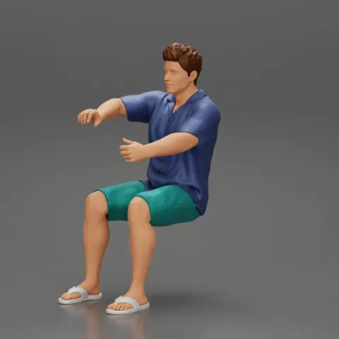 Young man driving a boat in shorts a shirt and sandals by 3DGeschaft Miniatures Figures