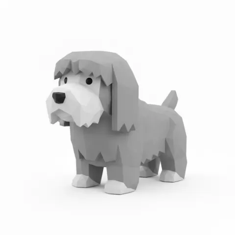 Polygon Old English Sheepdog Dog Toy - 3D Printable Figurine (Ready to Paint!)