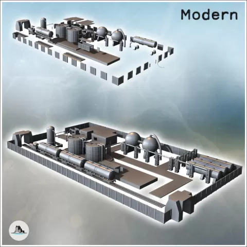 Industrial Zone Set with Railway Tracks, Railway Trains, Industrial Buildings and Enclosure (6) - Cold Era Modern Warfare Conflict World War 3 RPG Post-apo WW3 WWIII by Hartolia Miniatures