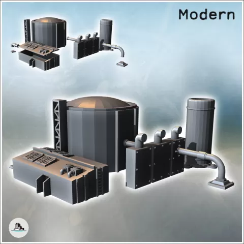 Industrial building set with storage silo and pipes (2) - Cold Era Modern Warfare Conflict World War 3 RPG Post-apo WW3 WWIII by Hartolia Miniatures