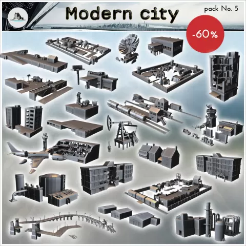Modern city pack No. 5 - Cold Era Modern Warfare Conflict World War 3 RPG Post-apo WW3 WWIII by Hartolia Miniatures